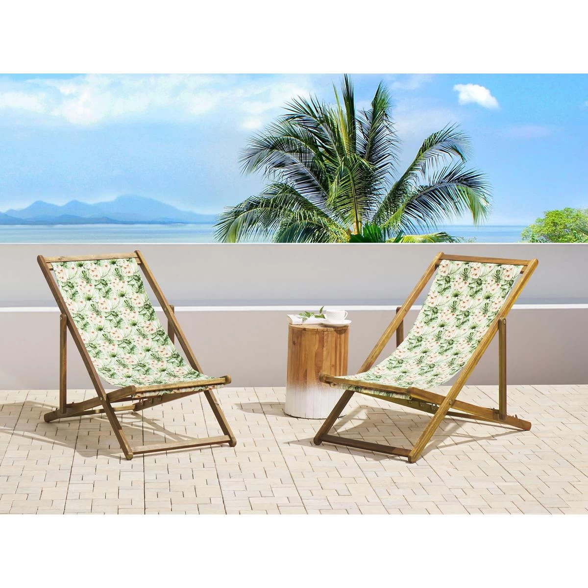 Beliani - ANZIO|AVELLINO - Ligstoel Doek Set Van 2 - Roze - Polyester - Afbeelding 2