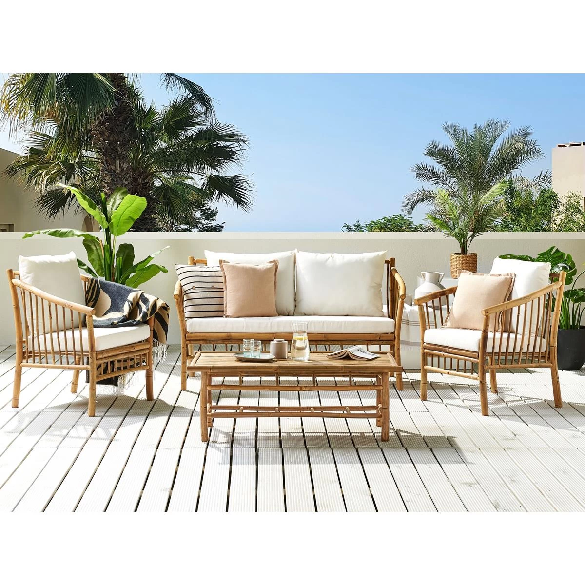 Beliani - MAGGIORE - Loungeset Voor 4 - Lichte Houtkleur - Bamboehout - Afbeelding 2