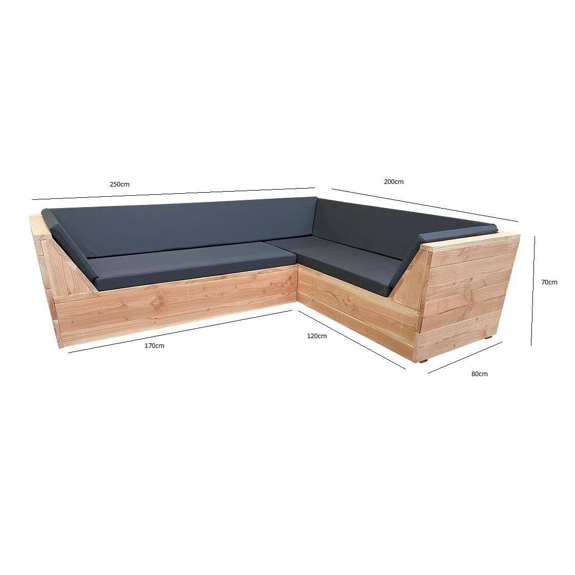 Wood4you - Loungeset 6 Douglashout 200x250 Cm - Incl Strakke Kussens - Afbeelding 4