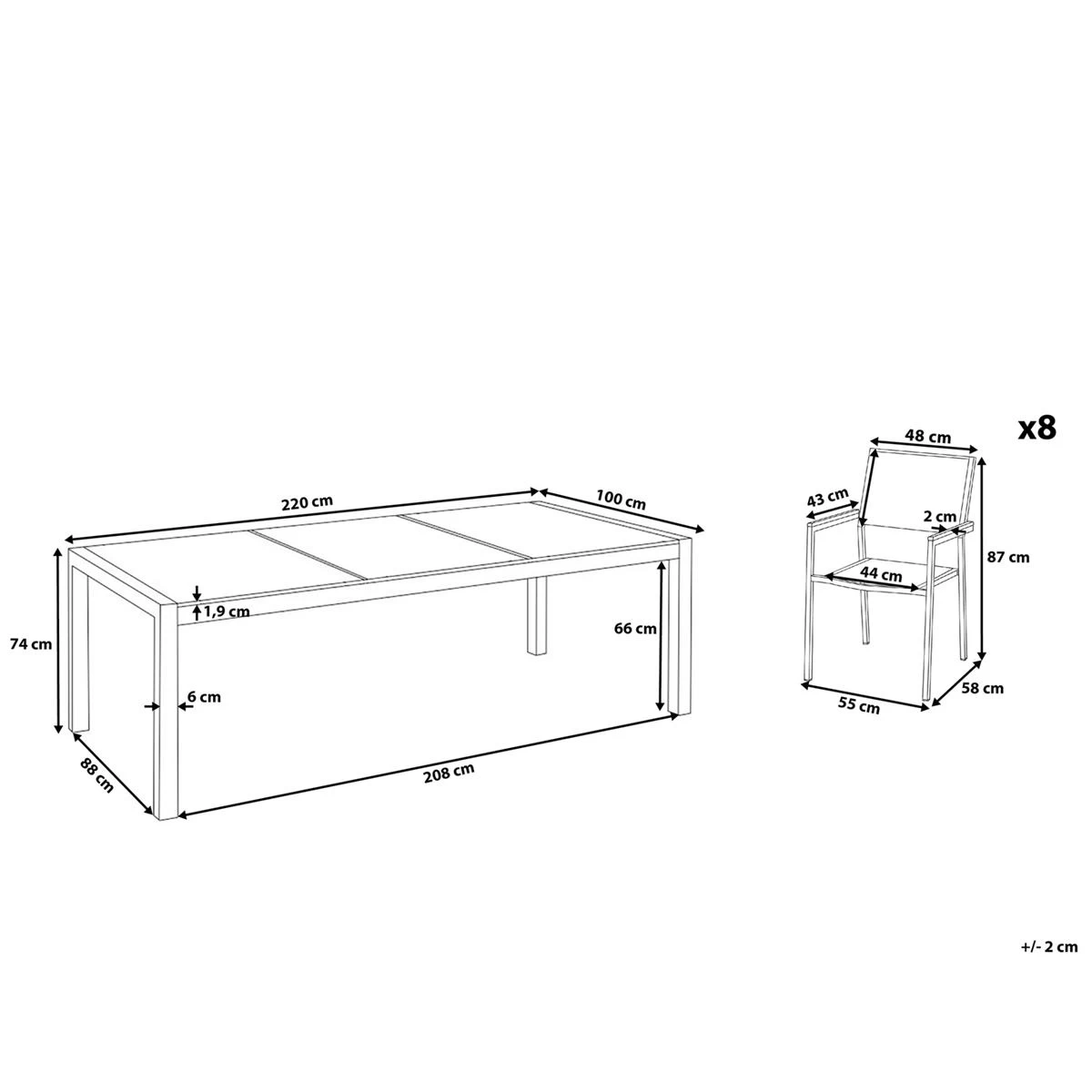 Beliani - GROSSETO - Tuinset Voor 8 - Lichtgrijs - Graniet - Afbeelding 12