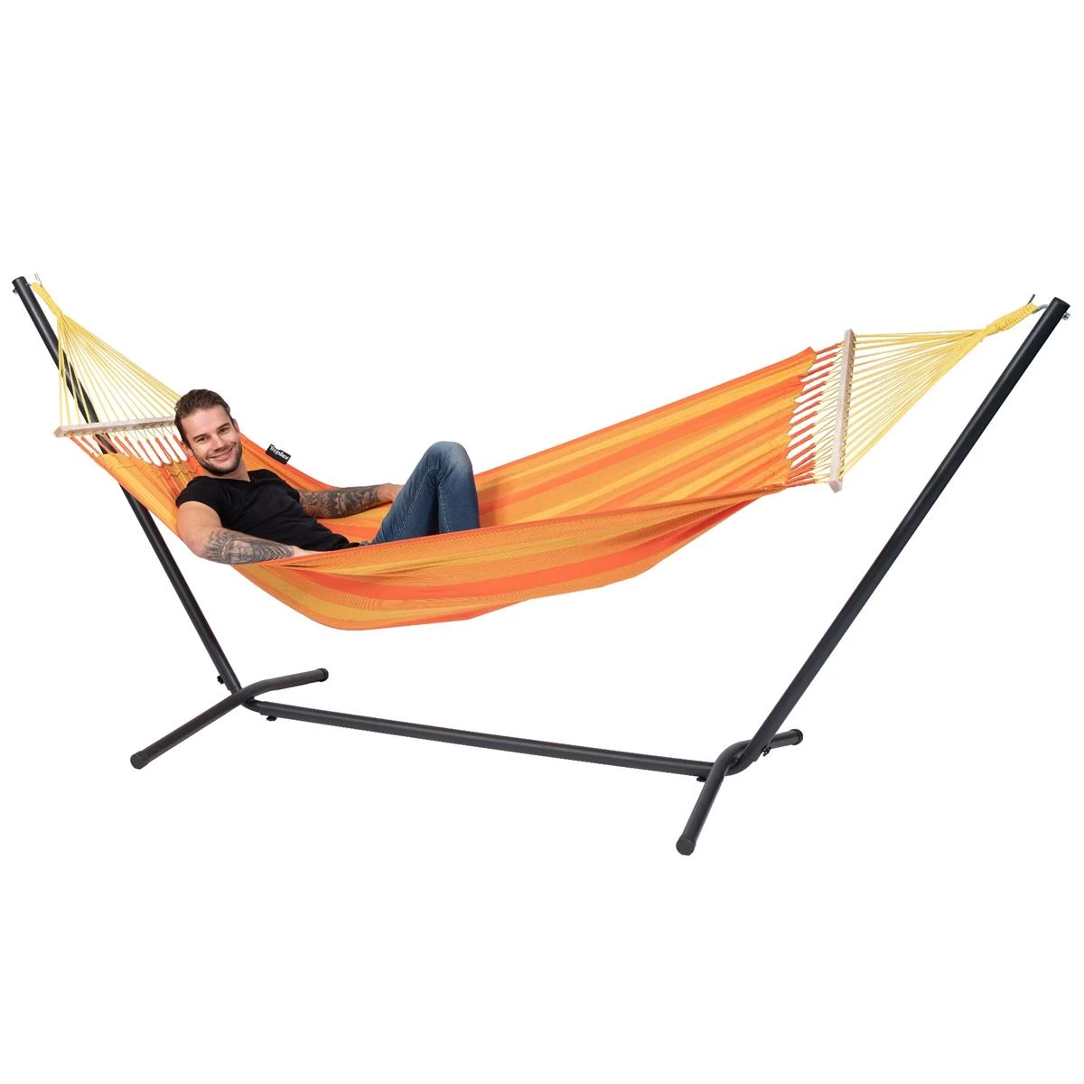 Tropilex® Hangmat Met Standaard Eénpersoons Easy & Relax Orange Oranje - Afbeelding 9