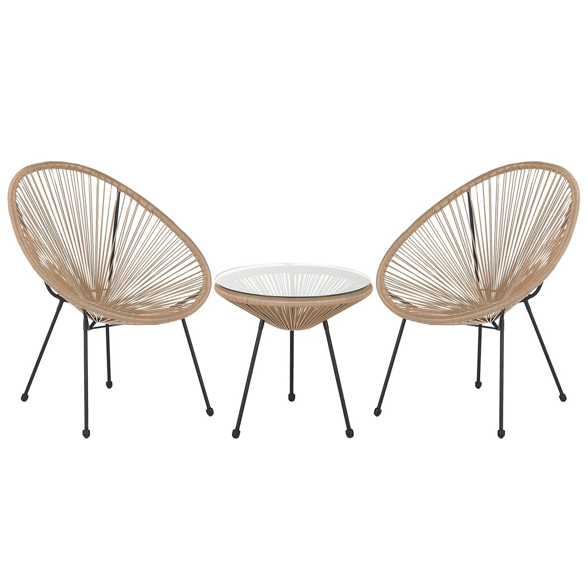 Beliani - ACAPULCO - Bistroset Voor 2 - Natuurlijk - PE Rotan