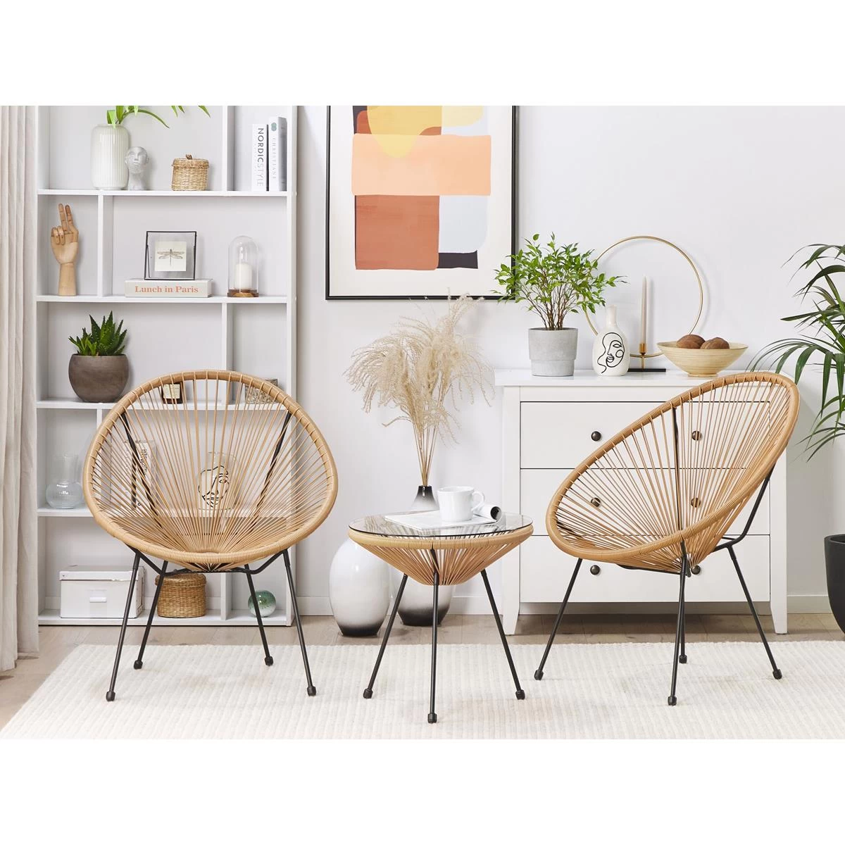 Beliani - ACAPULCO - Bistroset Voor 2 - Natuurlijk - PE Rotan - Afbeelding 2