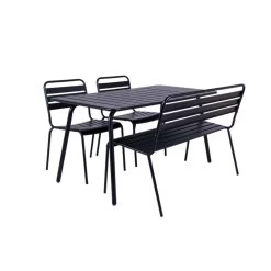 MaximaVida Max 150 Cm Zwarte Tuinset Met 2 Stoelen En 1 Bank