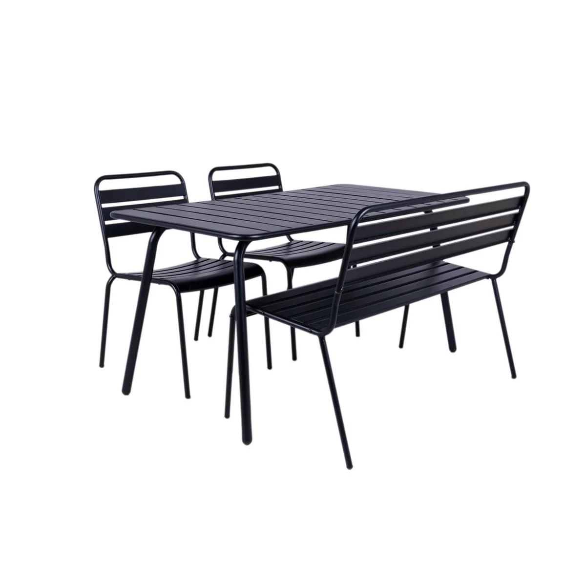 MaximaVida Max 150 Cm Zwarte Tuinset Met 2 Stoelen En 1 Bank
