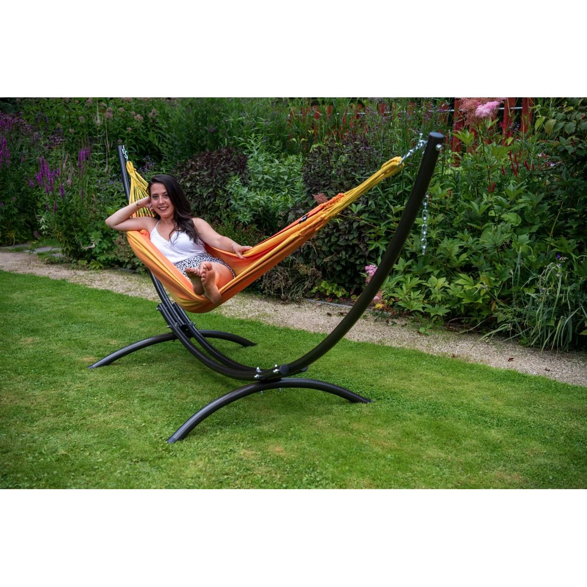 Tropilex® Hangmat Met Standaard Eénpersoons Arc & Dream Orange Oranje - Afbeelding 3