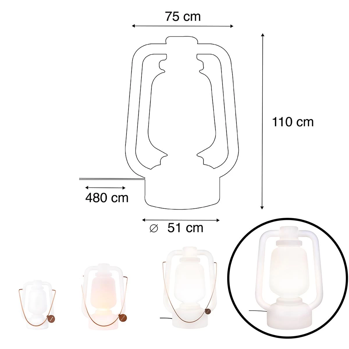 QAZQA Smart Vloerlamp Wit 110 Cm Incl. Wifi G95 - Storm Extra Large - Afbeelding 6