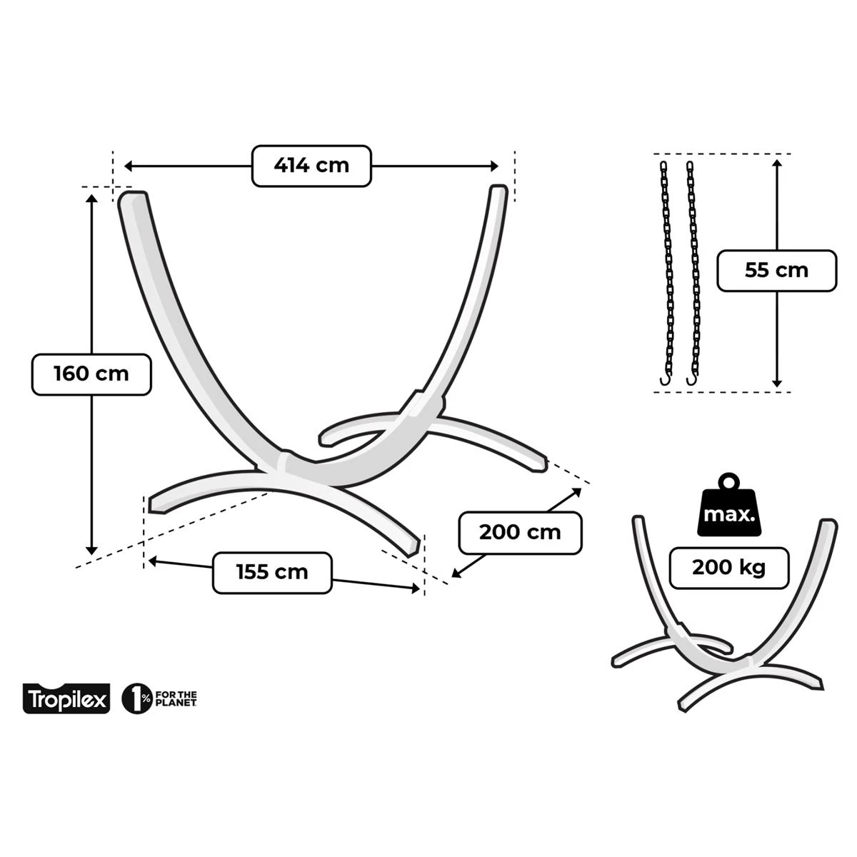 Tropilex® Hangmatstandaard Familie Larch Hout - Afbeelding 7