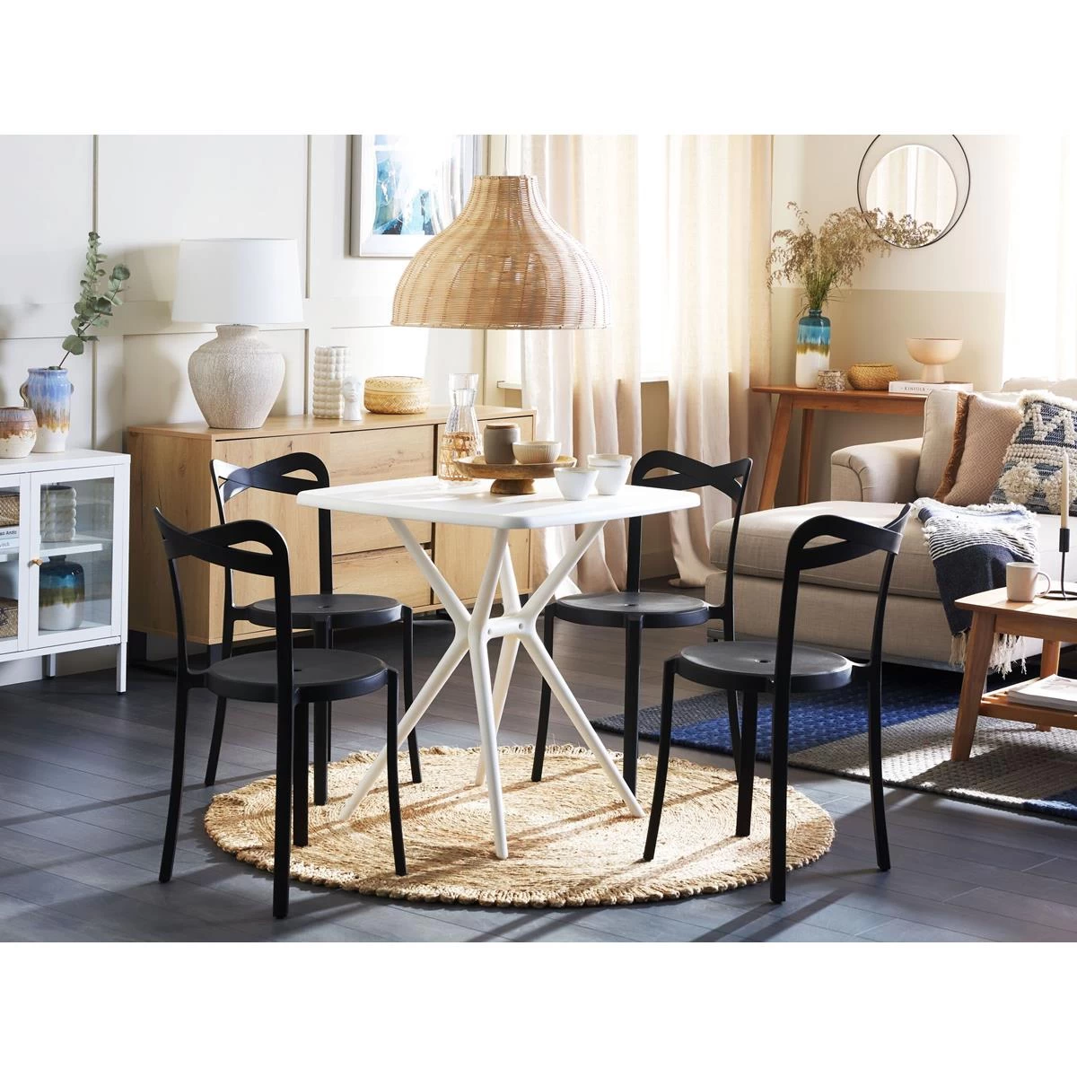 Beliani - SERSALE|CAMOGLI - Tuinset Voor 4 - Wit|Zwart - Afbeelding 2