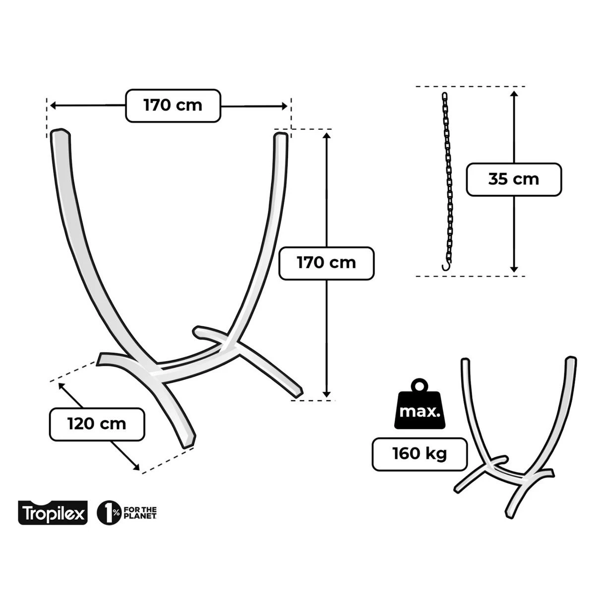 Tropilex® Hangstoelstandaard United Hout - Afbeelding 5