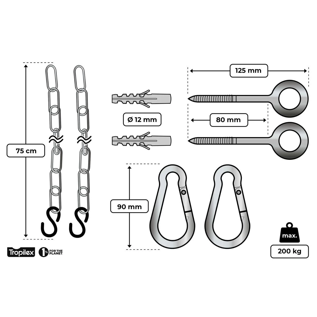 Tropilex® Hangmatbevestiging Complete Metal Metaal - Afbeelding 3