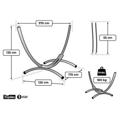 Tropilex® Hangmatstandaard Tweepersoons Arc Zwart - Afbeelding 2