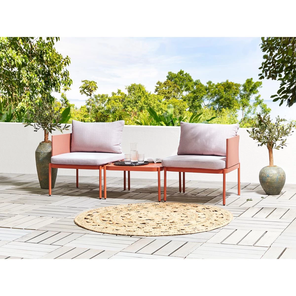 Beliani - TERRACINA - Loungeset Voor 2 - Oranje - Aluminium - Afbeelding 2