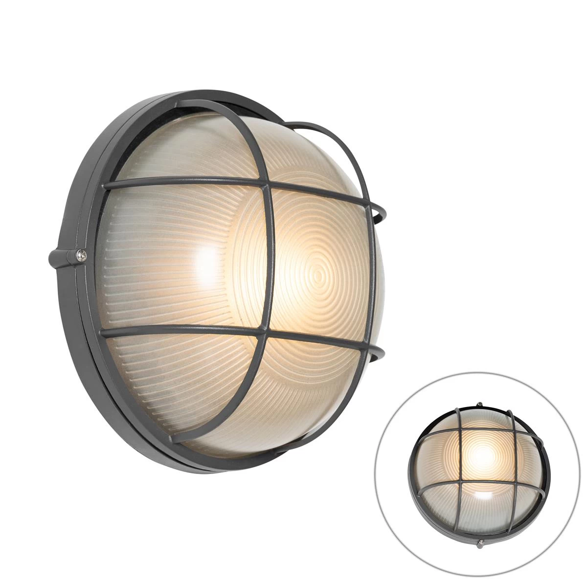 QAZQA Industriƫle Buitenwandlamp Donkergrijs IP44 - Hanneke - Afbeelding 2