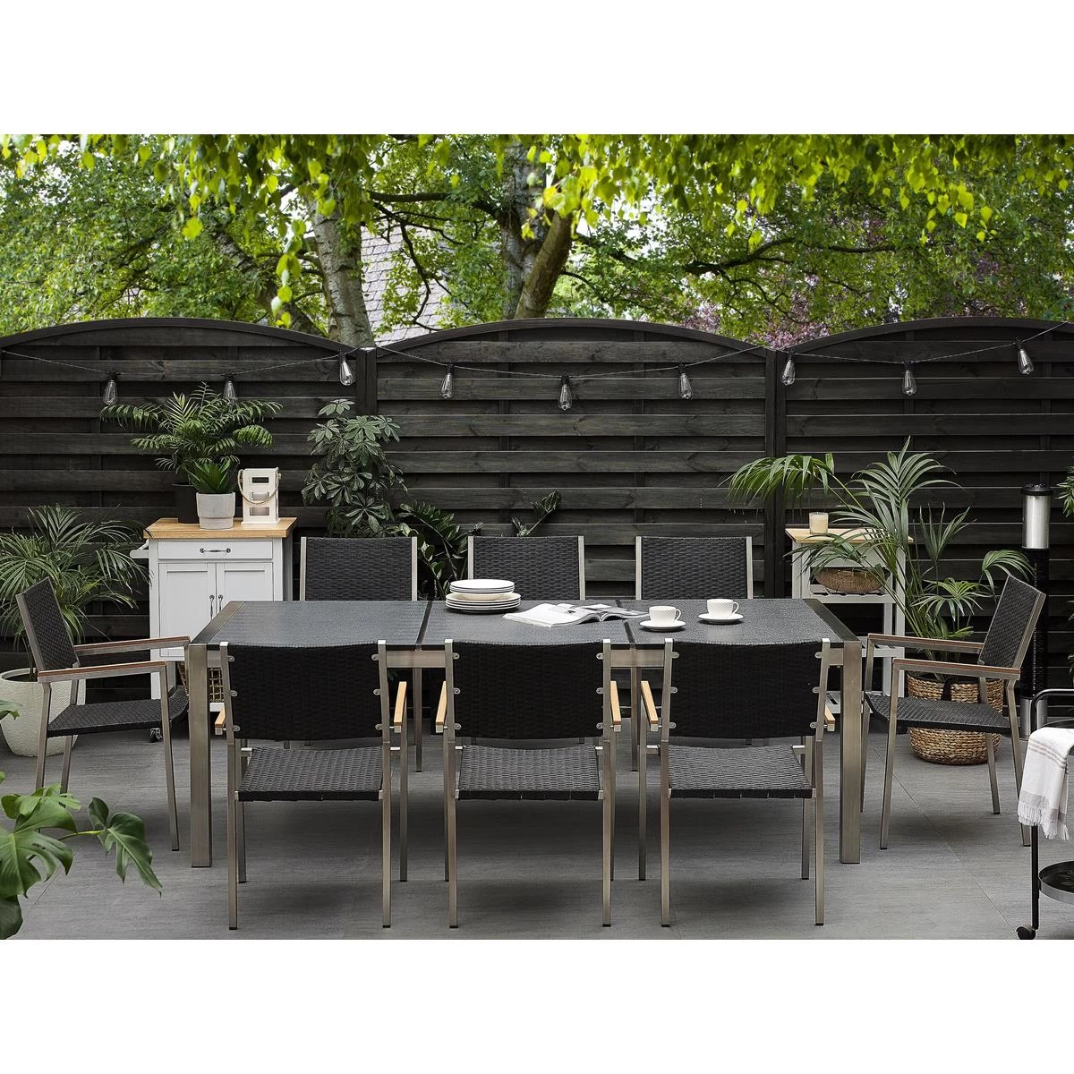 Beliani - GROSSETO - Tuinset Voor 8 Rotan - Grijs|Zwart - Graniet - Afbeelding 2