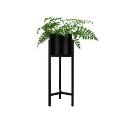 QUVIO Plantenstandaard Inclusief Pot - 22x22x60 Cm - Zwart - S