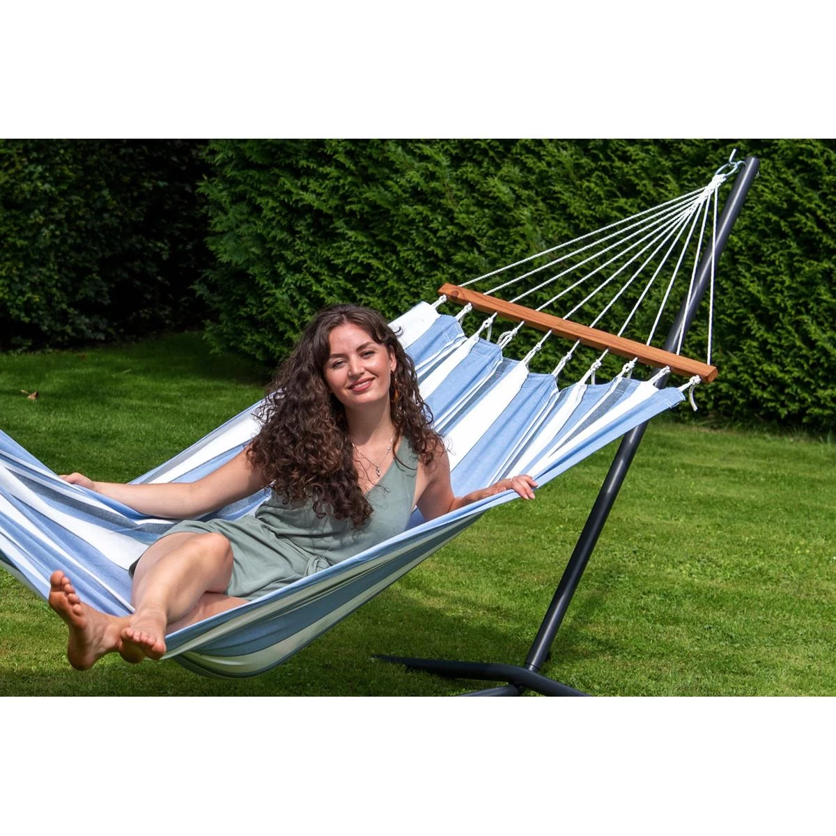 Tropilex® Hangmat Eénpersoons Curaçao Air Blauw - Afbeelding 8