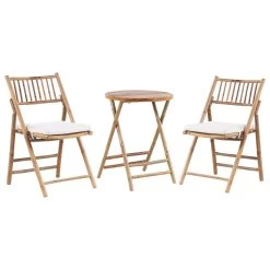 Beliani-SAVELLETRI-Bistroset Voor 2-Lichte Houtkleur-Bamboehout