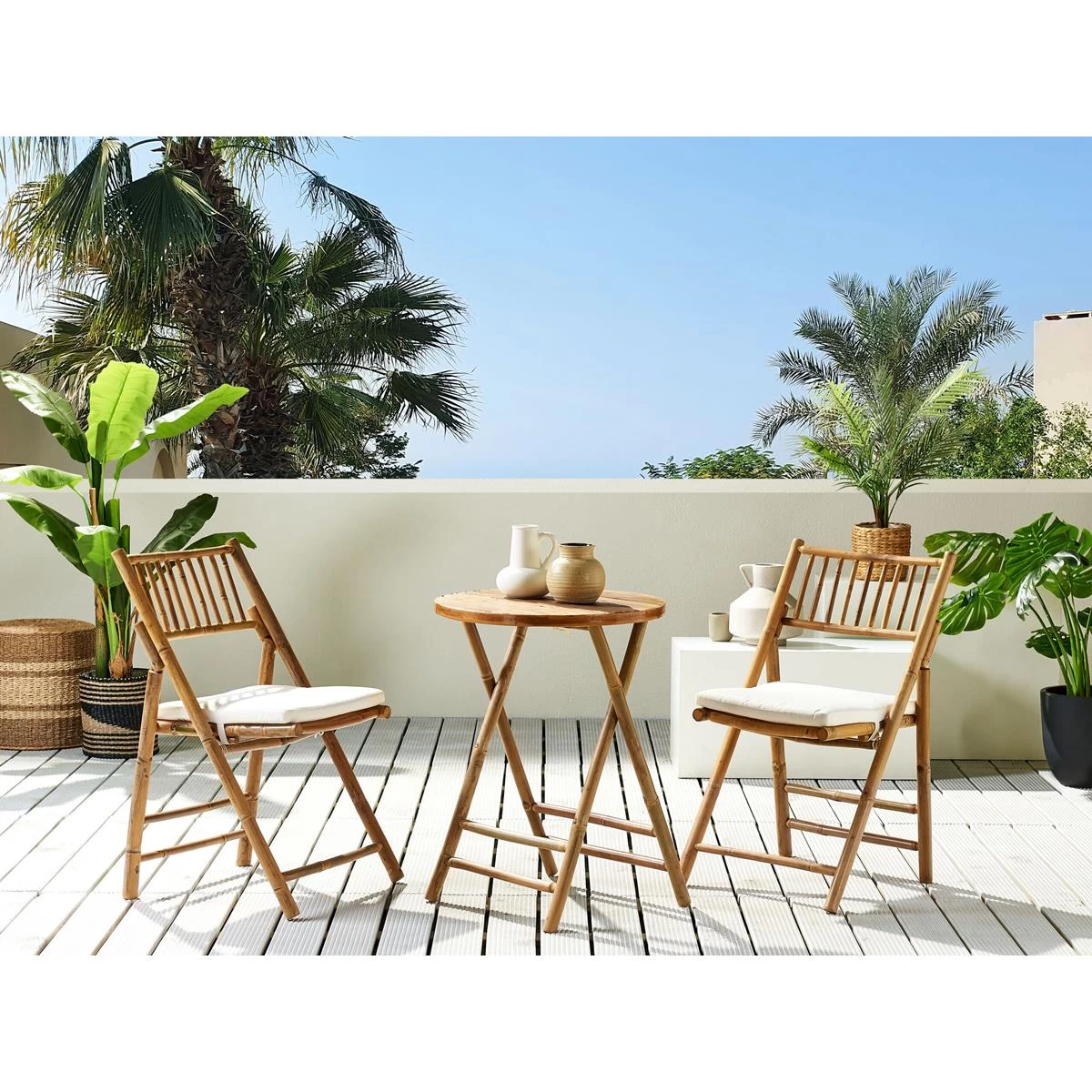 Beliani-SAVELLETRI-Bistroset Voor 2-Lichte Houtkleur-Bamboehout - Afbeelding 2