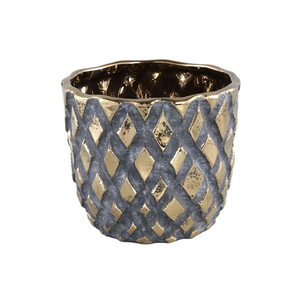 PTMD Juney Bloempot - 17 X 17 X 15 Cm - Keramiek - Goud