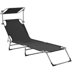 Beliani - FOLIGNO - Strandstoel - Zwart - Polyester