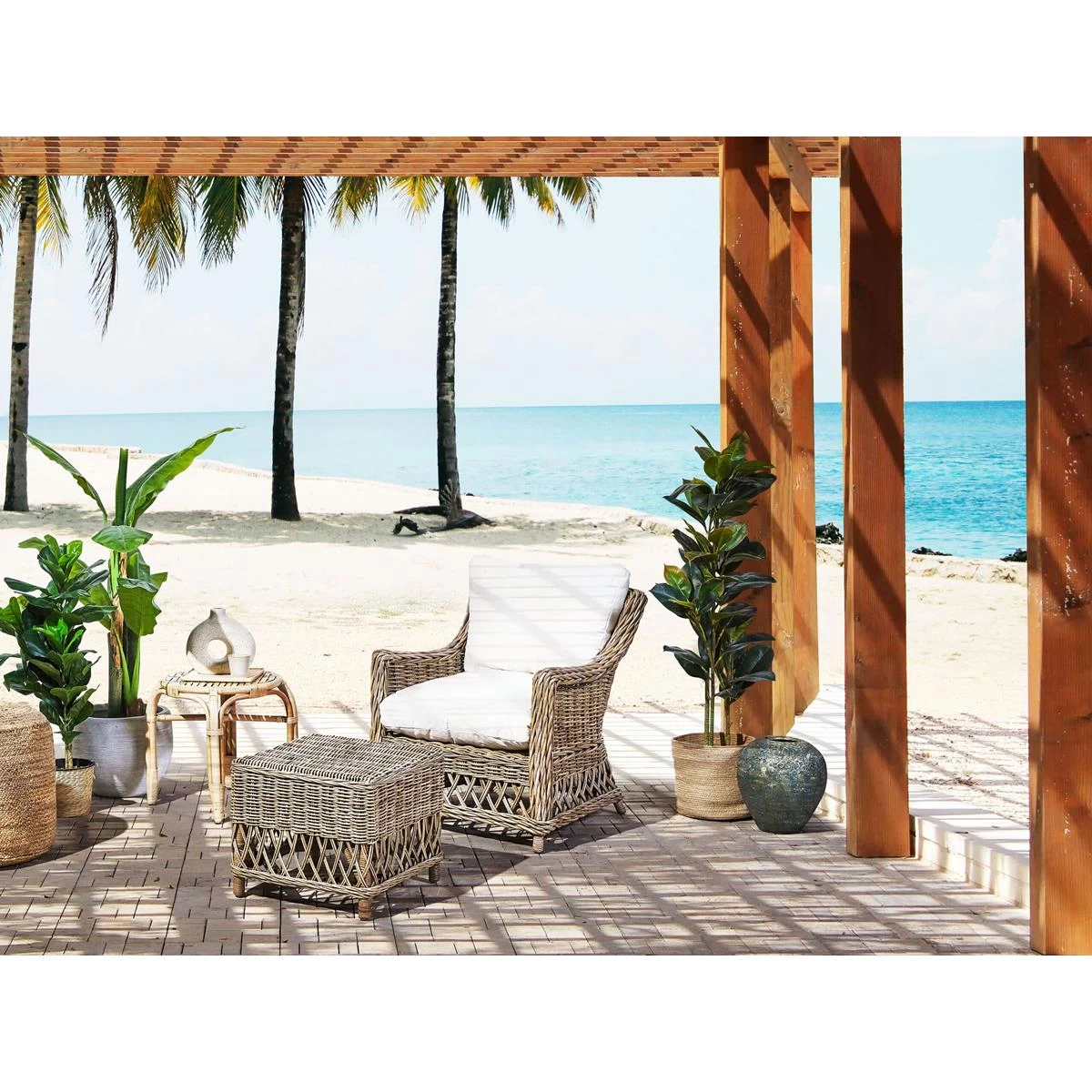 Beliani - RIBOLLA - Tuinstoel - Natuurlijk - Rotan - Afbeelding 2