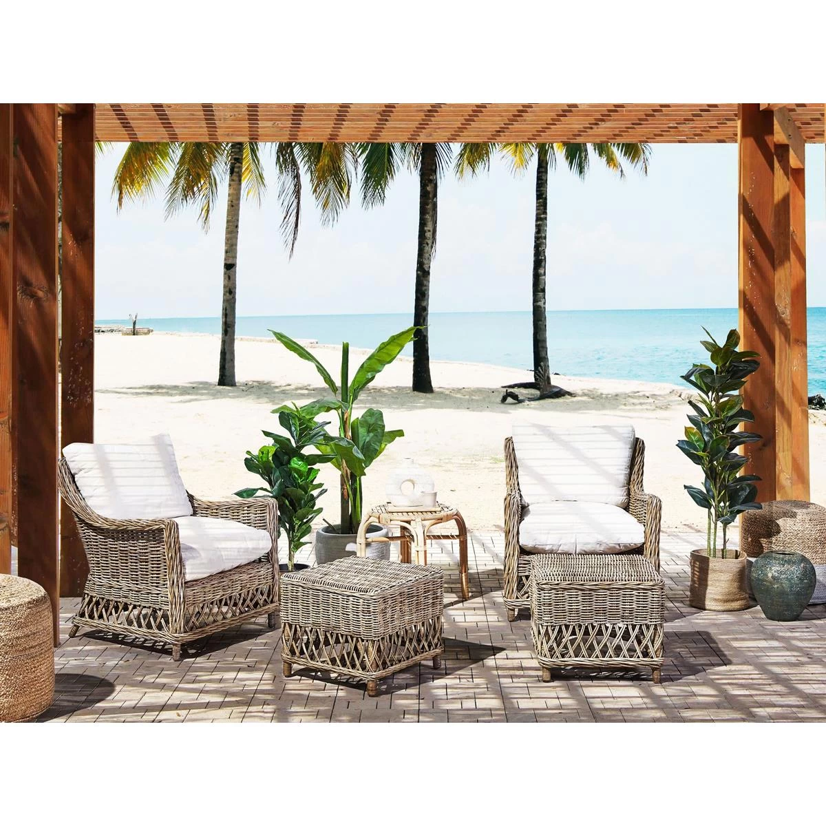 Beliani - RIBOLLA - Tuinstoel Set Van 2 - Natuurlijk - Rotan - Afbeelding 2