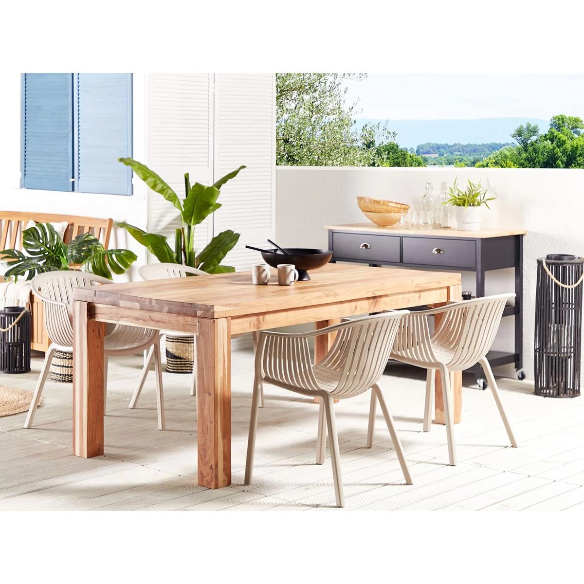 Beliani-NAPOLI-Tuinstoelen Set Van 4-Beige-Synthetisch Materiaal - Afbeelding 2