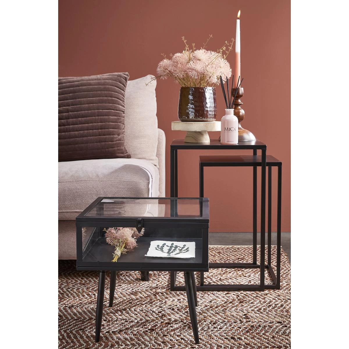 Mica Decorations Pia Decoratie Tafeltje - H10,5 X Ø30 Cm - Lichtbruin - Afbeelding 9