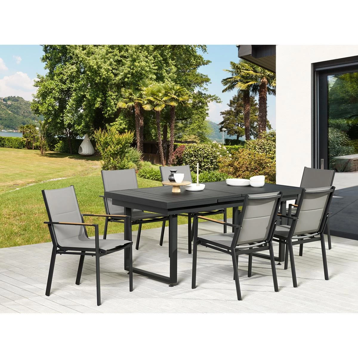 Beliani - VALCANETTO| BUSSETO - Tuinset Voor 6 - Zwart - Aluminium - Afbeelding 2