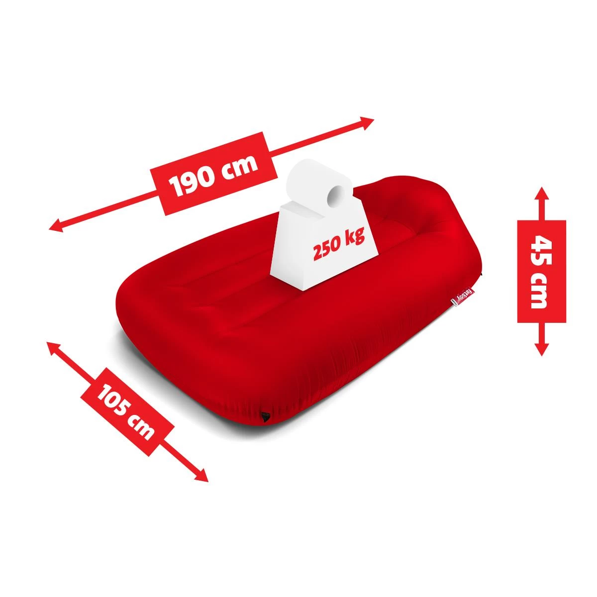 Fatboy Air Lounger - Luchtzak - Oplaasbare Zitzak Lamzac L - Rood - Afbeelding 4