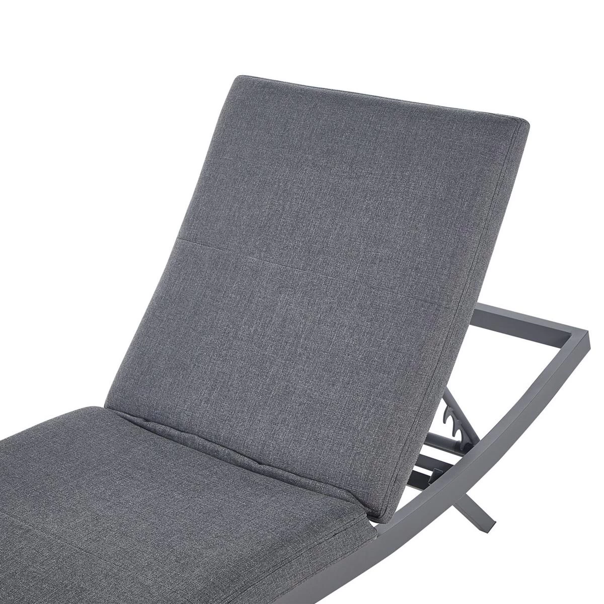 Beliani - AMELIA - Ligstoel - Donkergrijs - Textiel - Afbeelding 4