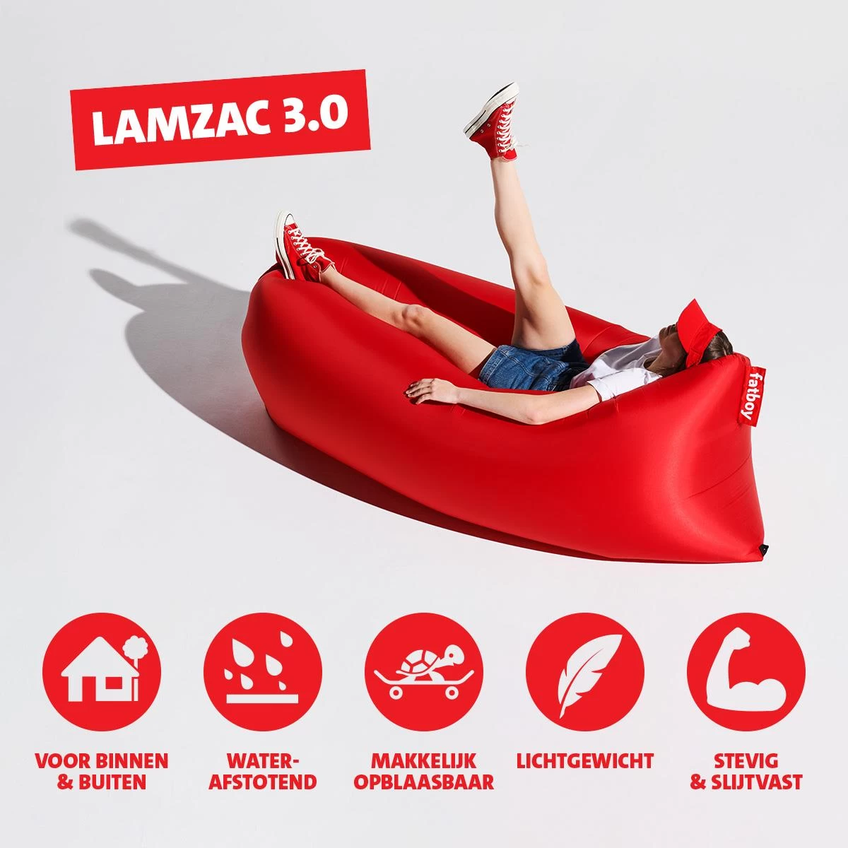 Fatboy Air Lounger - Luchtzak - Oplaasbare Zitzak Lamzac 3.0 - Rood - Afbeelding 3