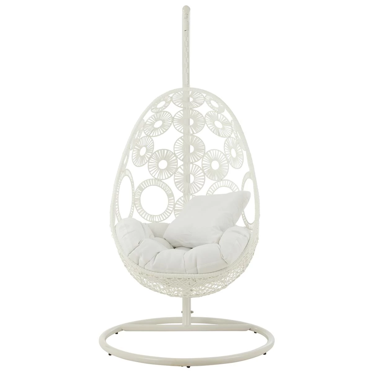 J-Line Hangstoel+Kussens Bula Metaal|Riet Wit - Afbeelding 3