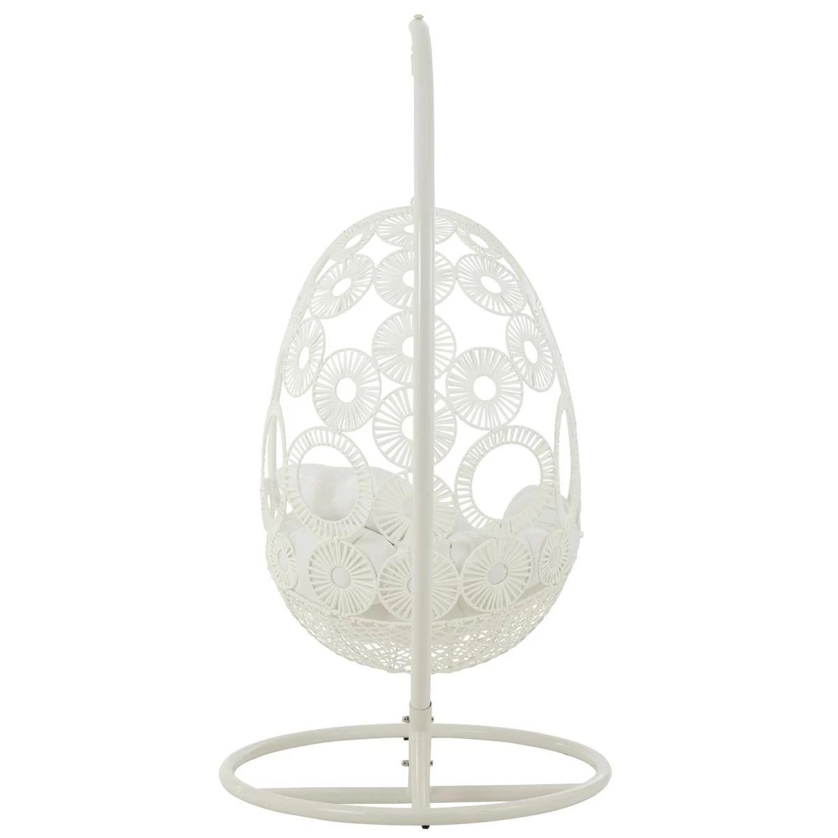 J-Line Hangstoel+Kussens Bula Metaal|Riet Wit - Afbeelding 4