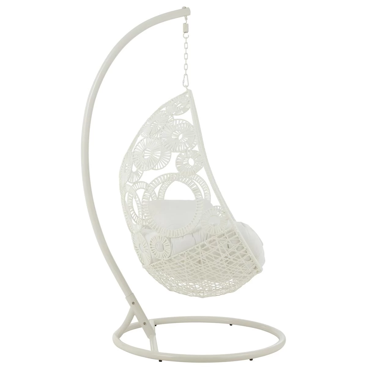 J-Line Hangstoel+Kussens Bula Metaal|Riet Wit - Afbeelding 5