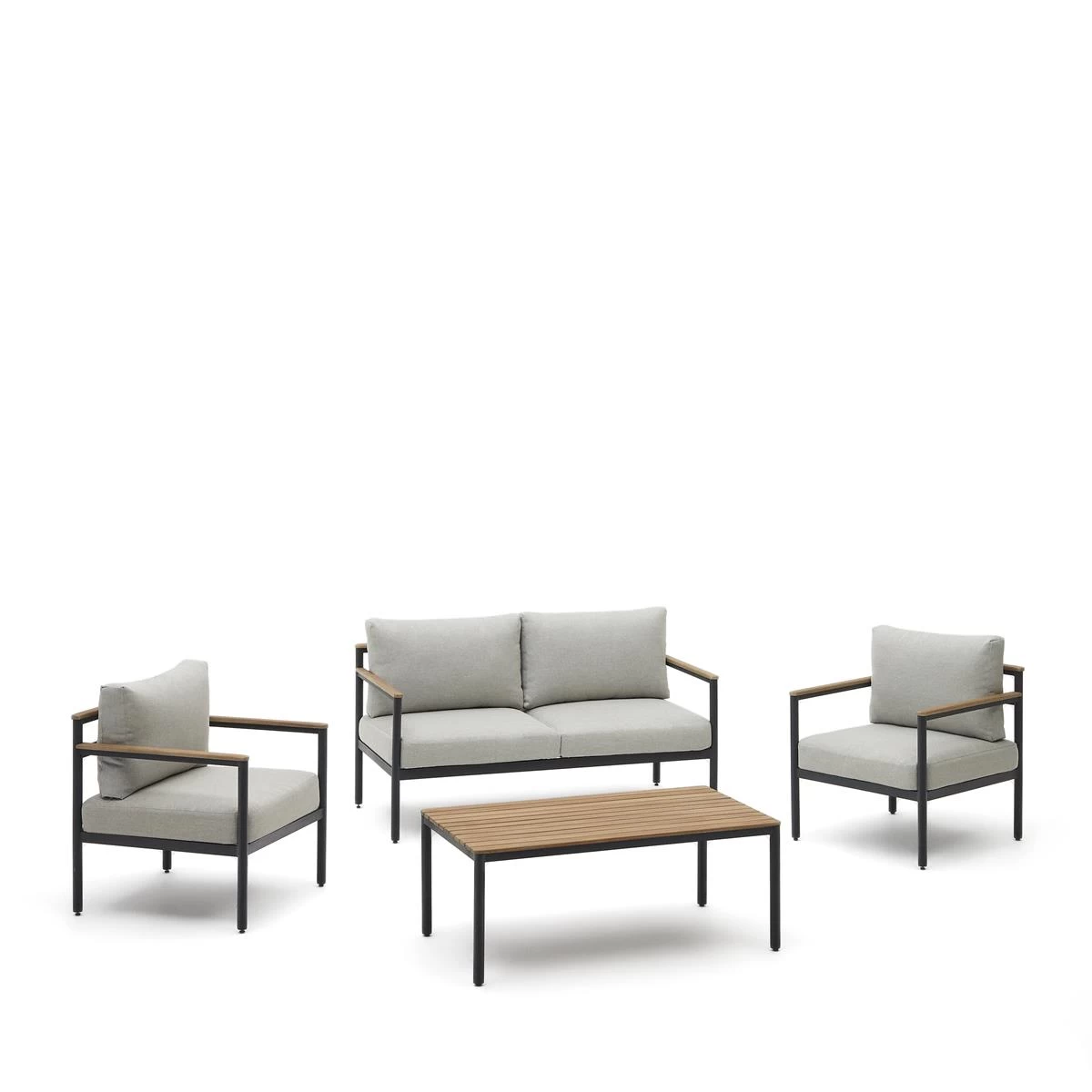 Kave Home - Set Aiguafreda Van 2 Zitsbank, 2 Fauteuils En Salontafel - Afbeelding 3