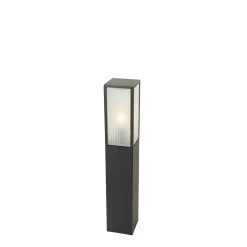 QAZQA Staande Buitenlamp Zwart Met Ribbel Glas 80 Cm IP44 - Charlois