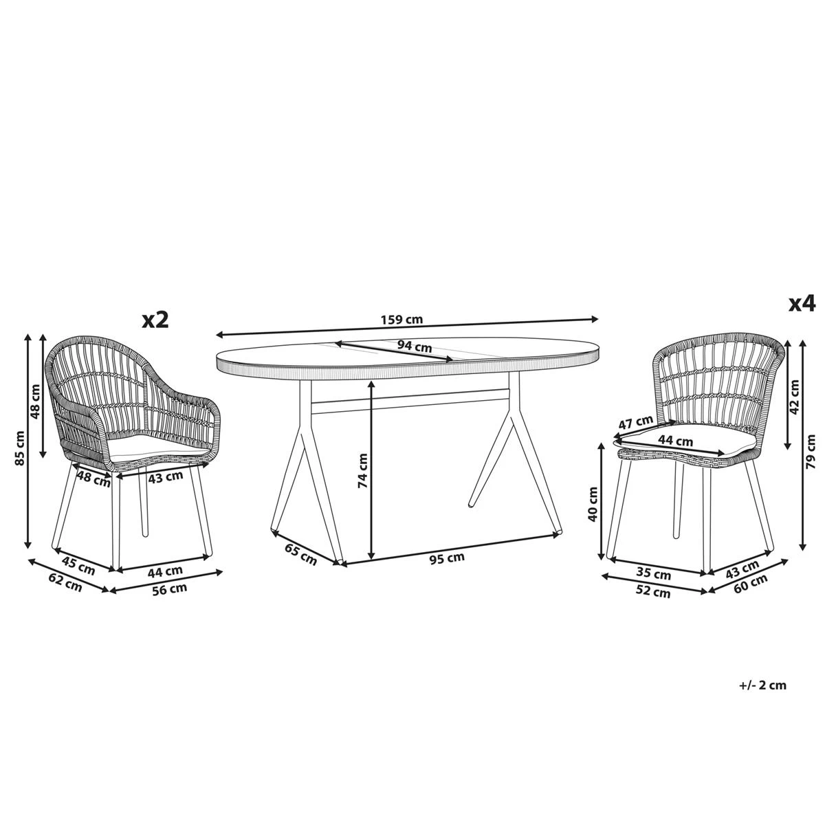 Beliani - ALIANO - Tuinset 6 Personen - Natuurlijk - PE Rotan - Afbeelding 10