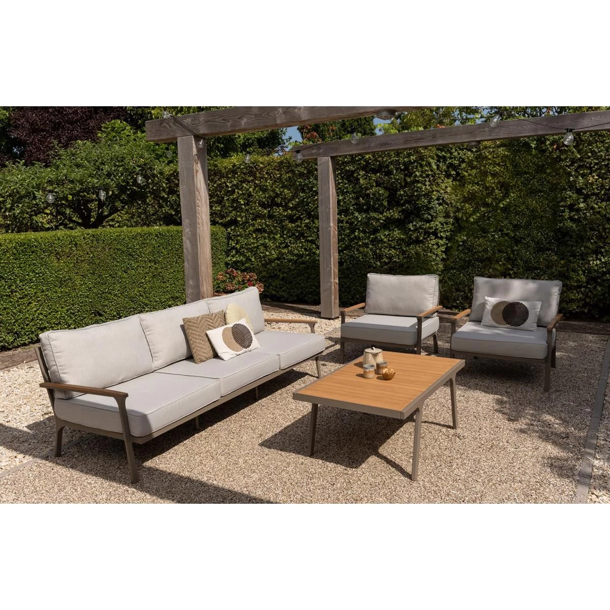 Exotan 3-Zits Tuinbankje Orlando - Aluminium - Champagne - 233x89x75 - Afbeelding 2