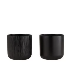 J-Line Bloempot Gen Keramiek Zwart Extra Large Assortiment Van 2