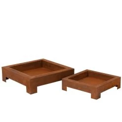 DuvergerĀ® Rusty Metal - Vuurschalen - Set Van 2 - Vierkant - Metaal -