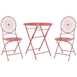 Beliani - SCARIO - Bistro Set - Rood - IJzer
