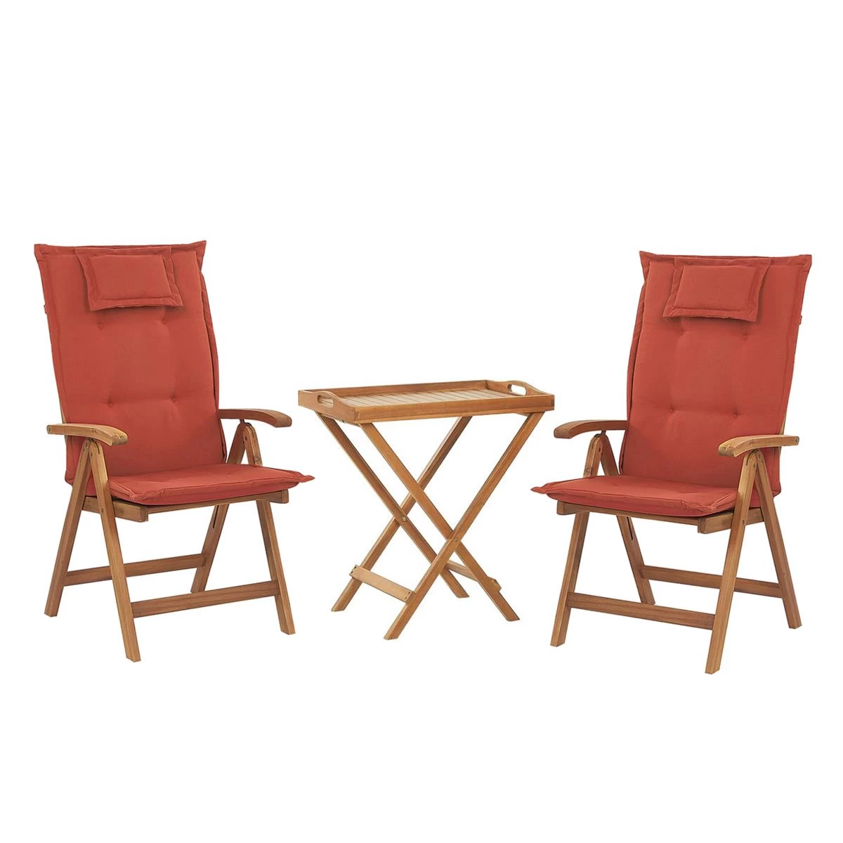 Beliani - JAVA - Bistroset Voor 2 - Rood - Acaciahout