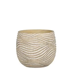 Mica Decorations Hendrick Bloempot - 21x21x19 Cm - Cement - Créme