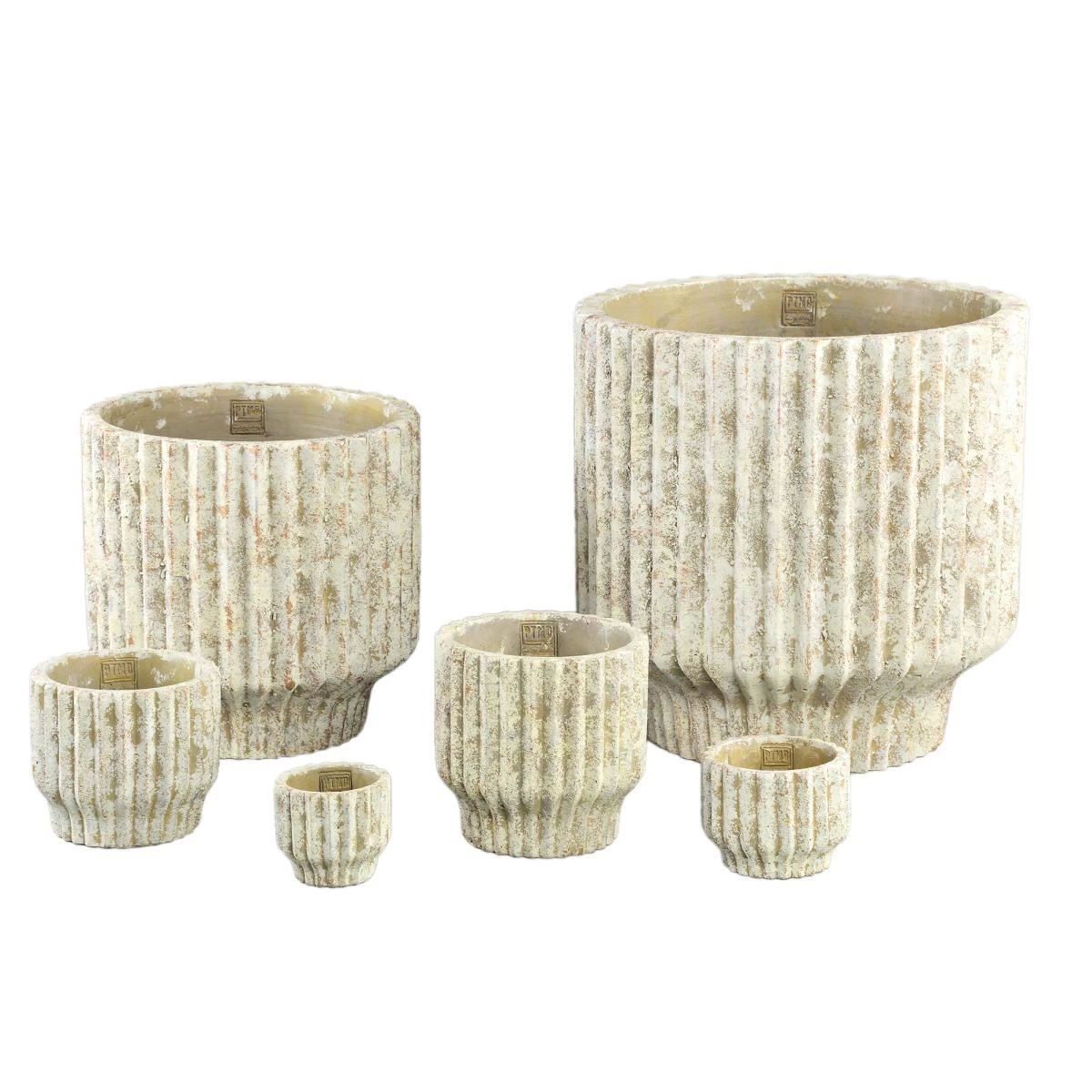 PTMD Gabriel Bloempot - 30x30x30 Cm - Cement - Creme - Afbeelding 2