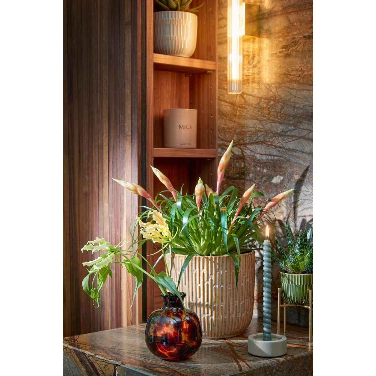 Mica Decorations Plantenpot - Keramiek - Lichtgrijs - D19-H18 Cm - Afbeelding 4