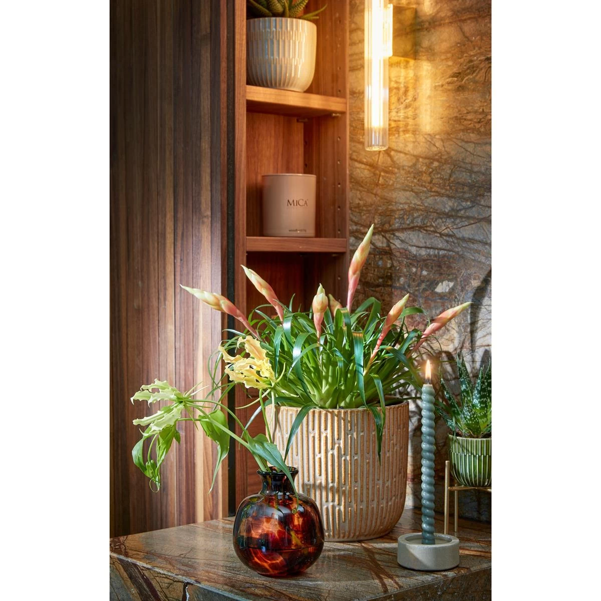 Mica Decorations Plantenpot - Keramiek - Lichtgrijs - D19-H18 Cm - Afbeelding 3