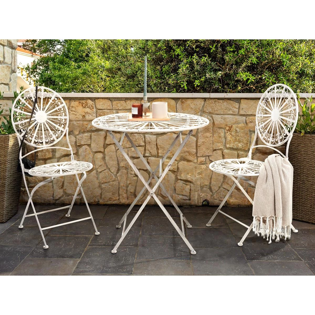 Beliani - SCAFA - Bistro Set - Wit - IJzer - Afbeelding 2