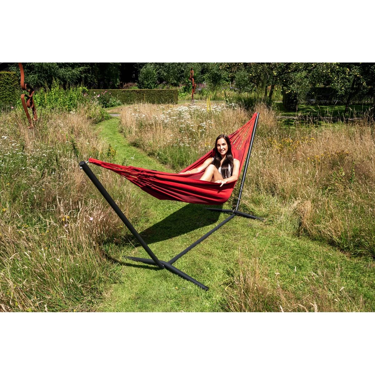 Tropilex® Hangmat Met Standaard Eénpersoons Easy & Dream Red Rood - Afbeelding 2